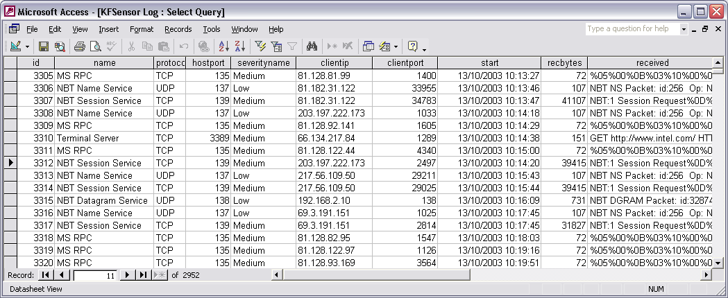External Database Log