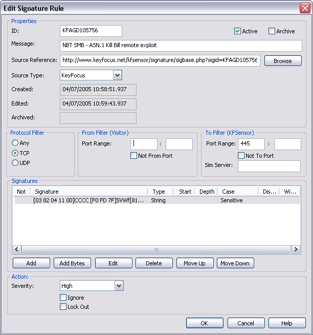 Edit Signature Rule